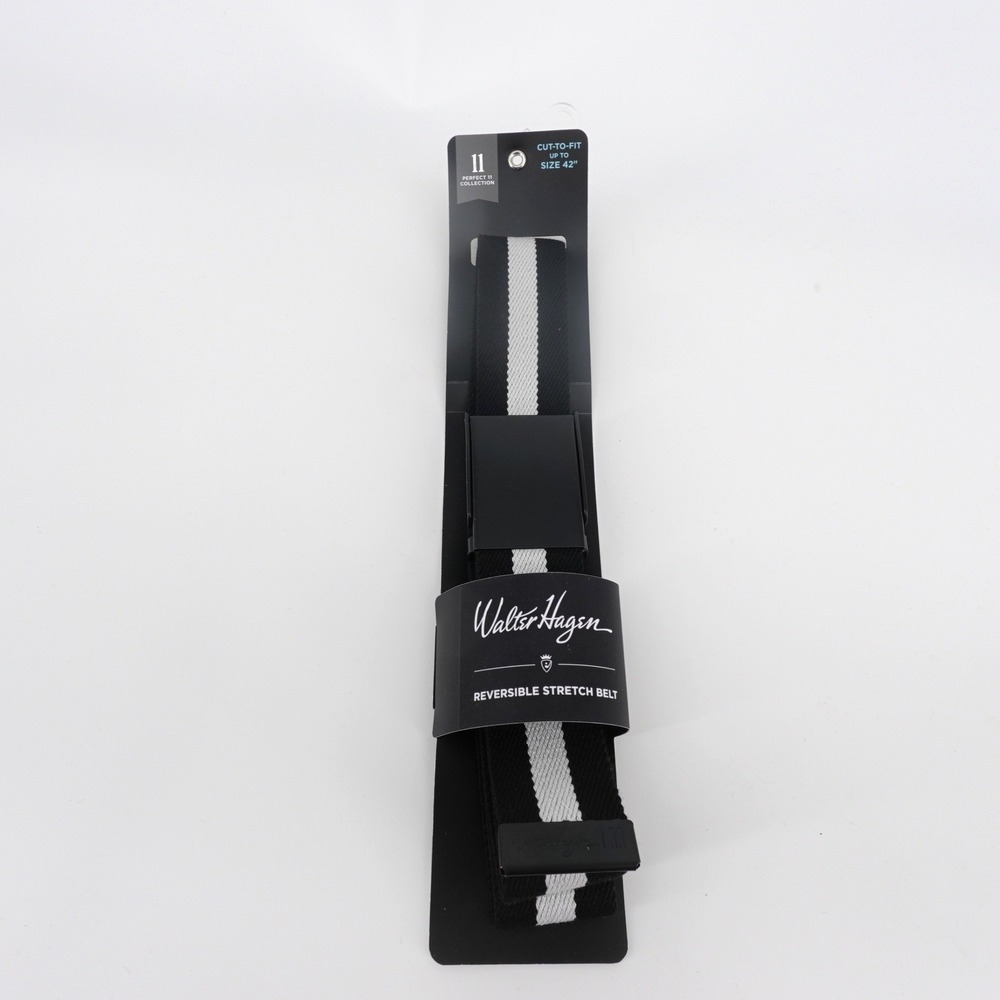 Walter Hagen Mens Perfect 11 Reversible Stretch Golf Belt Black White 11HW030001